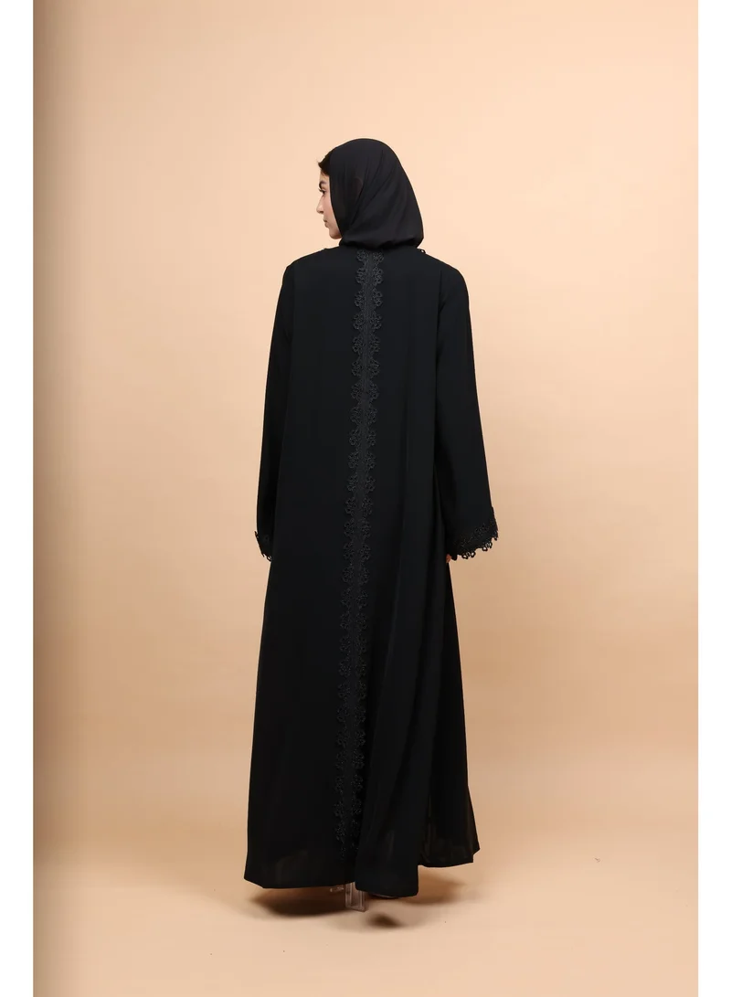 اكسا عباية أوبسيديان رويال ذات الدانتيل الأمامي